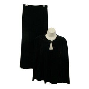 Karen Kane Evening Dressy 3pc Black Velvet Jacket/Blazer Skirt Cami Set Size Med